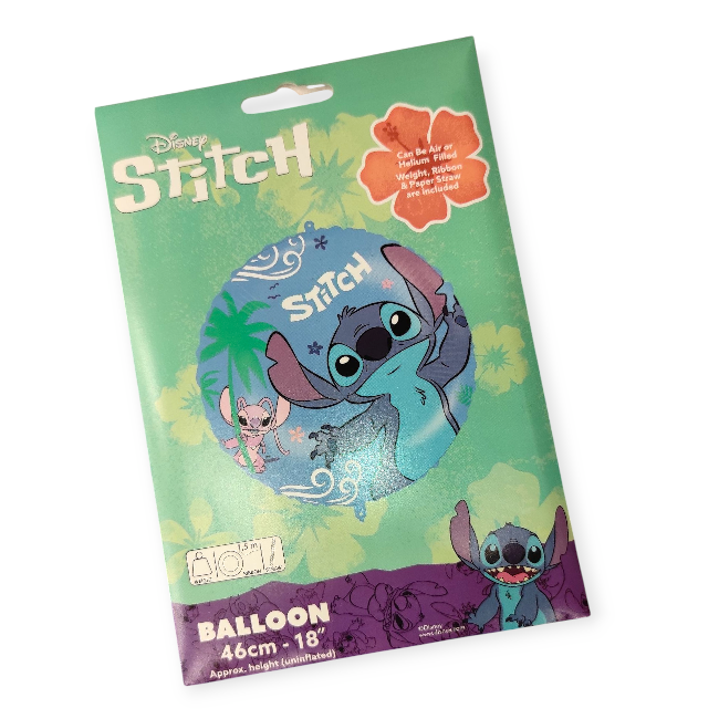 Stitch fólia lufi – felfújó szívószállal és rögzítő zsinórral