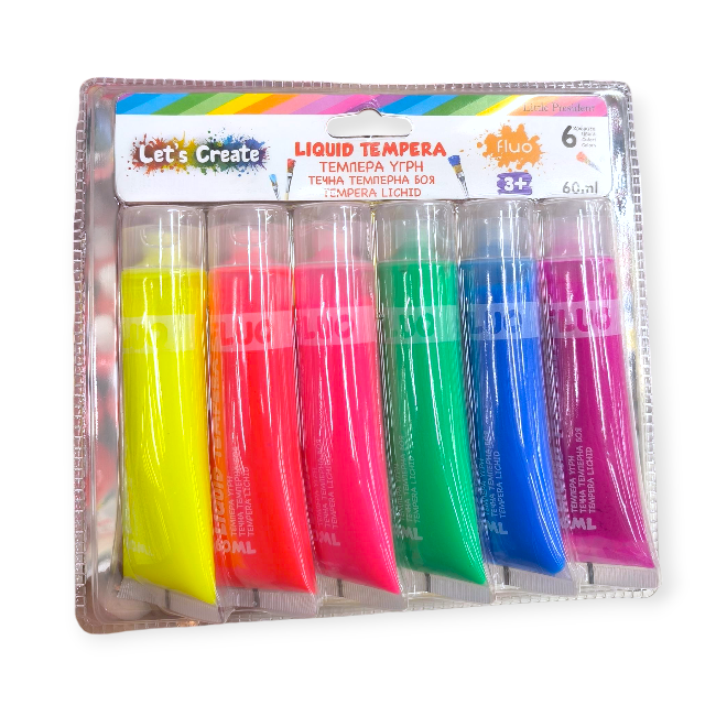 Fluoreszkáló folyékony tempera készlet (6x60 ml)