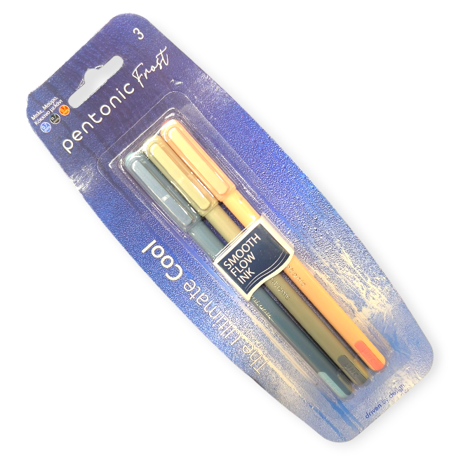 Pentonikus nyomógombos töltőtoll készlet – 3 db, kék, fekete, piros tinta, 0,7 mm
