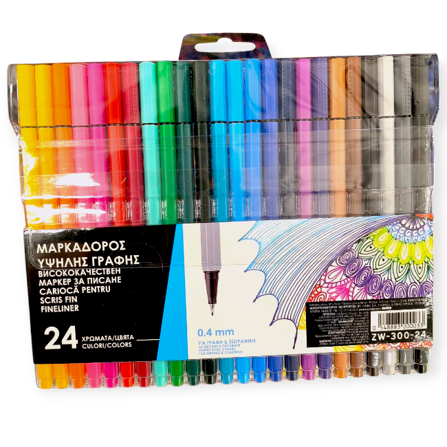 Fineliner filctoll készlet – 24 élénk színű vékony hegyű tűfilc 