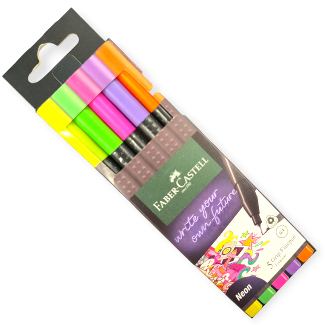 Faber-castell neon filctoll készlet – 5 vékony hegyű, ergonomikus fogású toll