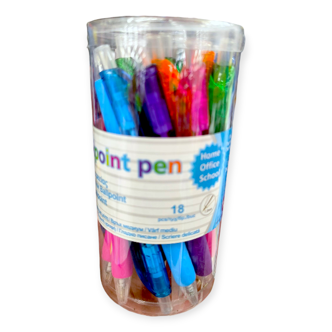 18 darabos golyóstoll készlet – kék tinta, 1,0 mm-es hegy