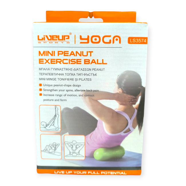 LiveUp mogyoró alakú gimnasztikai labda 12×28 cm – hátizomerősítő jóga- és pilateslabda