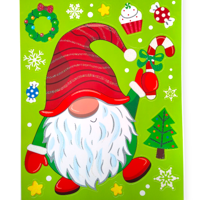 Karácsonyi ablakmatrica manó mintával – 30×42 cm
