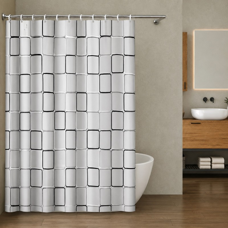 PEVA zuhanyfüggöny 180x200 cm fehér kockás – vízálló