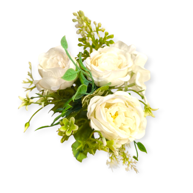 Klasszikus fehér művirágcsokor – 30 cm