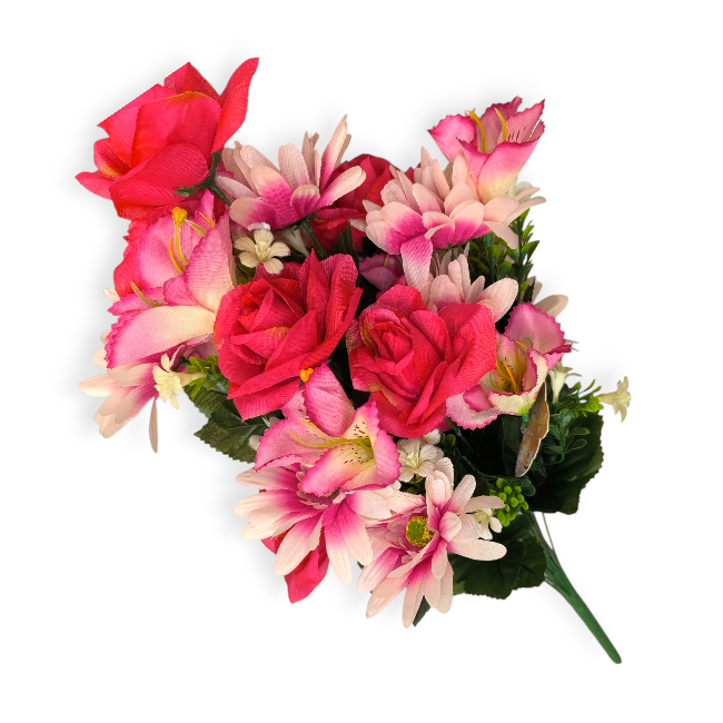 Művirág csokor rózsa, liliom, százszorszép – 60 cm