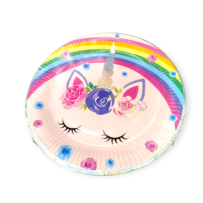 Unicorn szivárvány papír parti tányér – 23 cm, 6 db