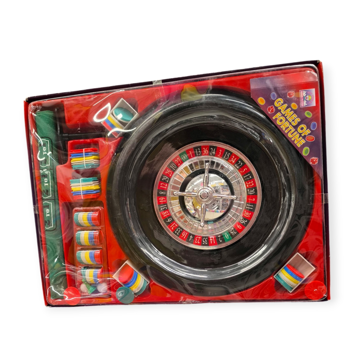 Nagy asztali rulett készlet – 27 cm kerék és filc játéktábla, zsetonokkal