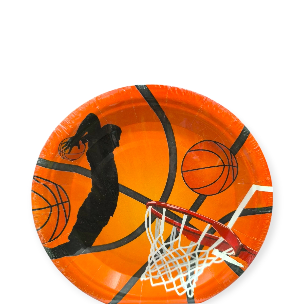 Kosárlabda mintás narancssárga karton party tányér 18 cm – 6 db