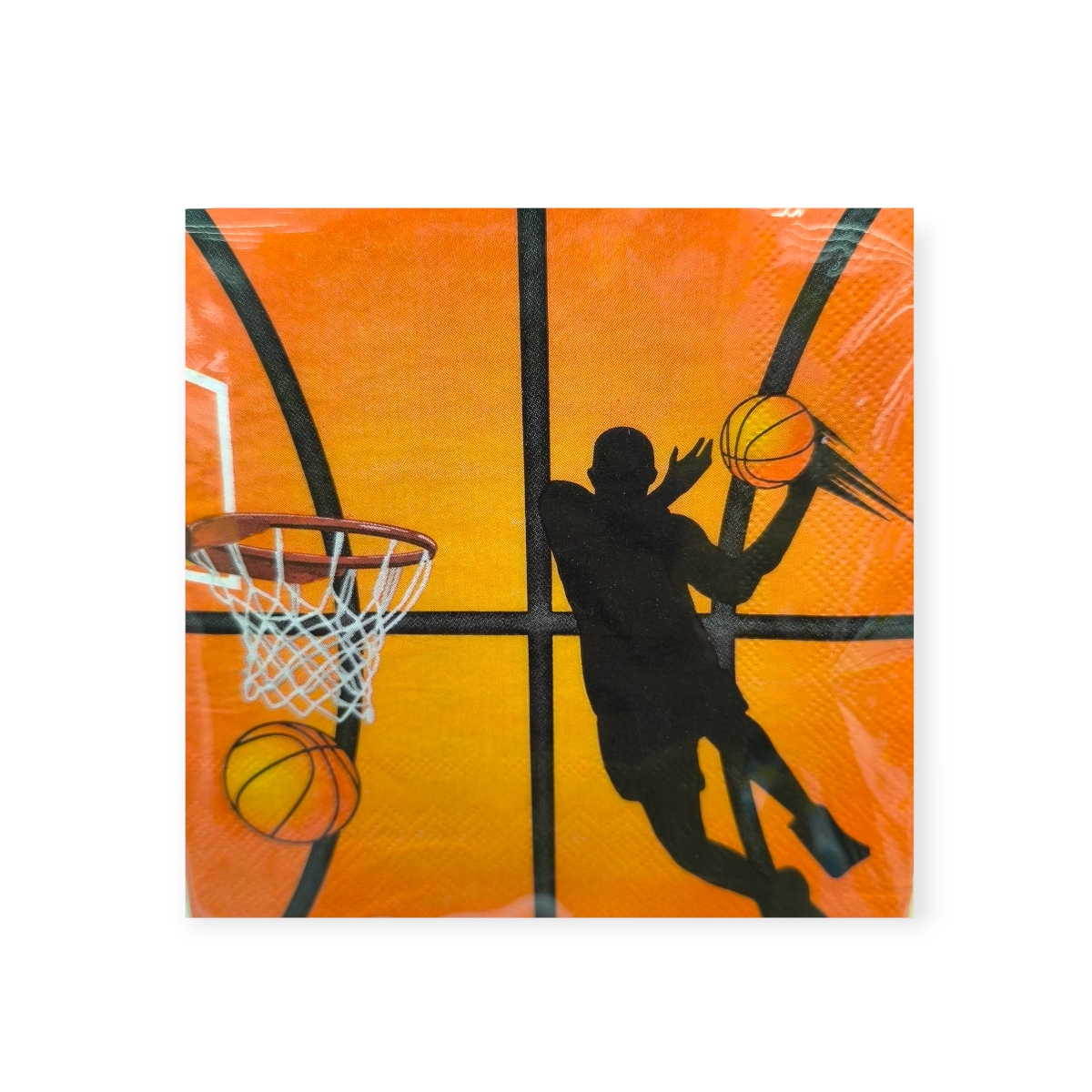 Kosárlabda mintás narancssárga 2 rétegű party szalvéta 33×33 cm – 12 db
