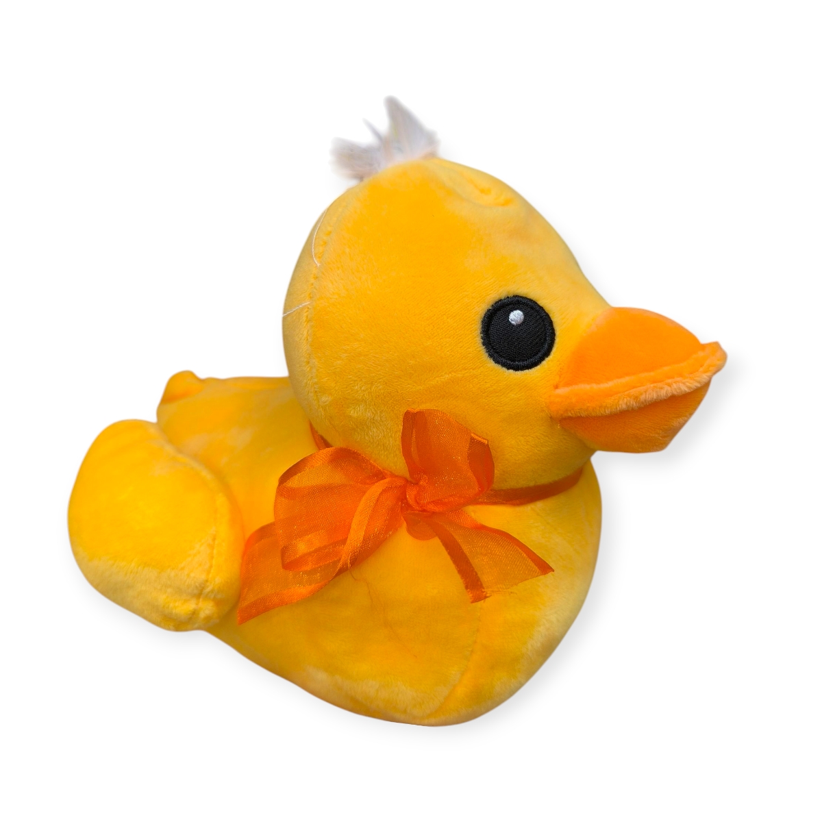 Sárga plüss kiskacsa narancssárga masnival – 20 cm