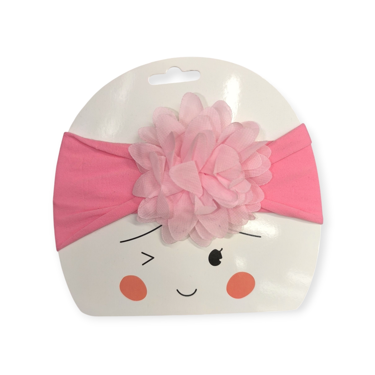 Rózsaszín széles fejpánt virággal – gyerek hajpánt kislányoknak