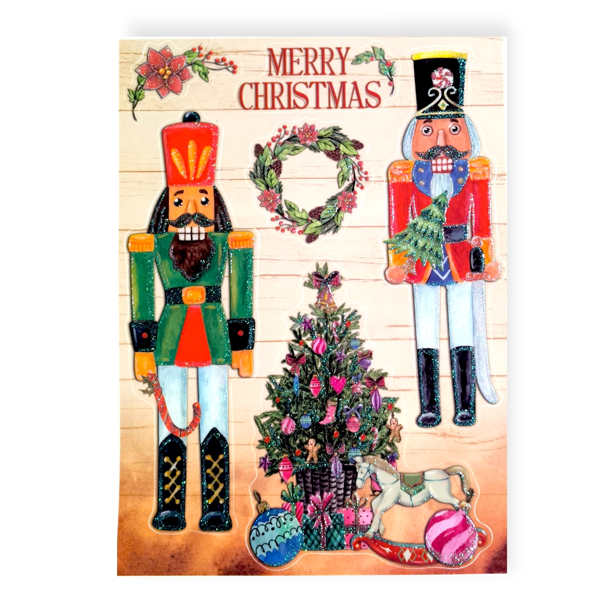 Diótörő karácsonyi ablakmatrica – csillámos dekoráció 20×27 cm