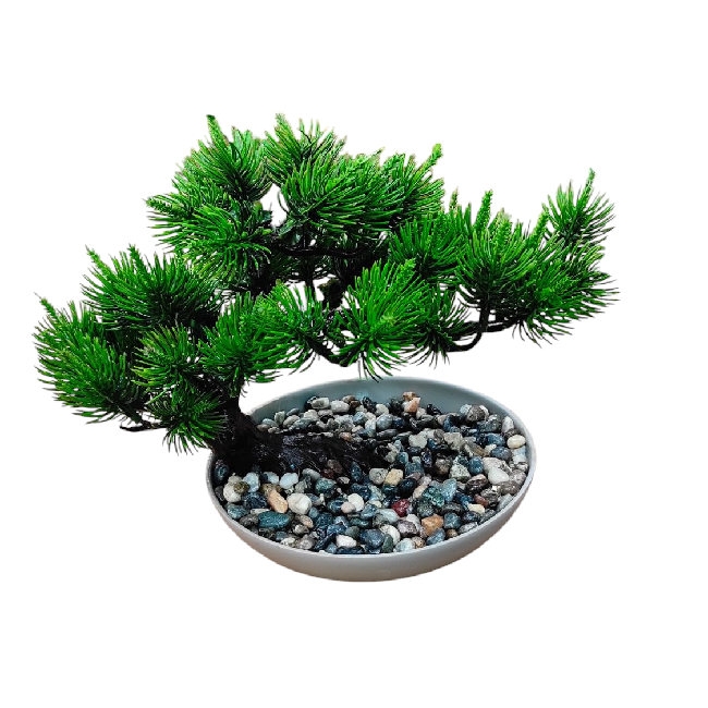 Ovális Bonsai cserép mesterséges növénnyel – 24x14x20 cm, modern otthoni kiegészítő