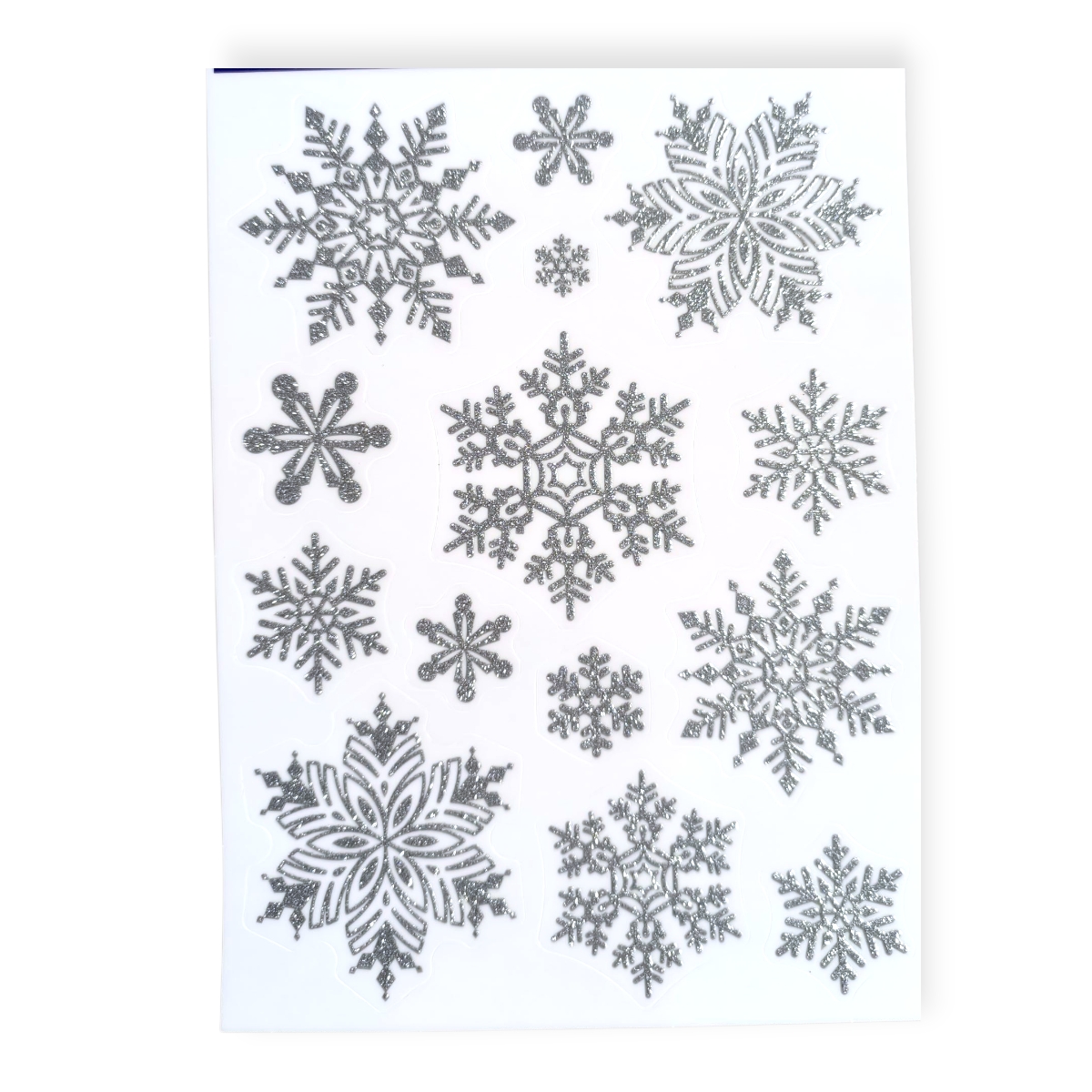 Ezüst hópelyhek karácsonyi ablakmatrica – csillámos dekor 20×30 cm