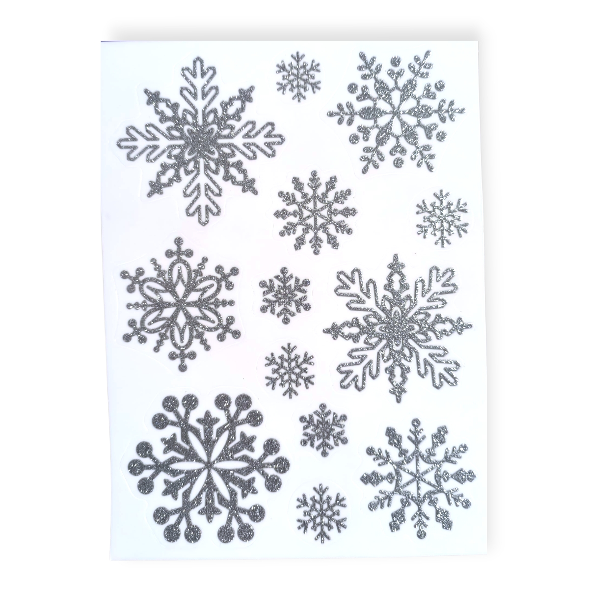 Ezüst hópelyhek karácsonyi ablakmatrica – csillámos dekoráció 20×30 cm