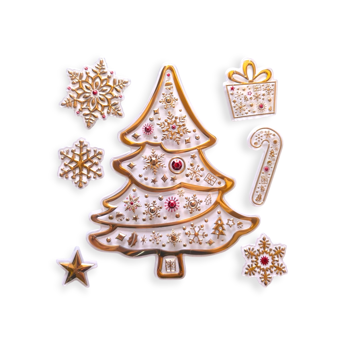 Karácsonyi ablakmatrica szett fenyőfás és ajándékos mintával 18x23 cm