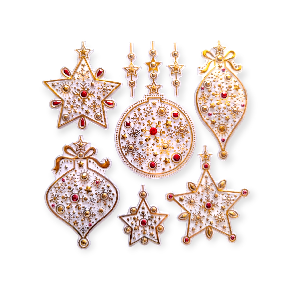 Arany függő díszek karácsonyi ablakmatrica – elegáns ünnepi dekoráció