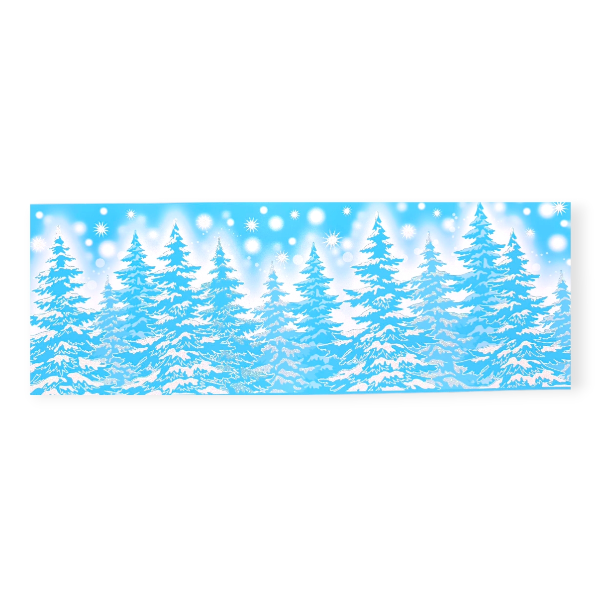 Karácsonyi ablakmatrica holografikus fehér fenyőfákkal – 60×20 cm dekor