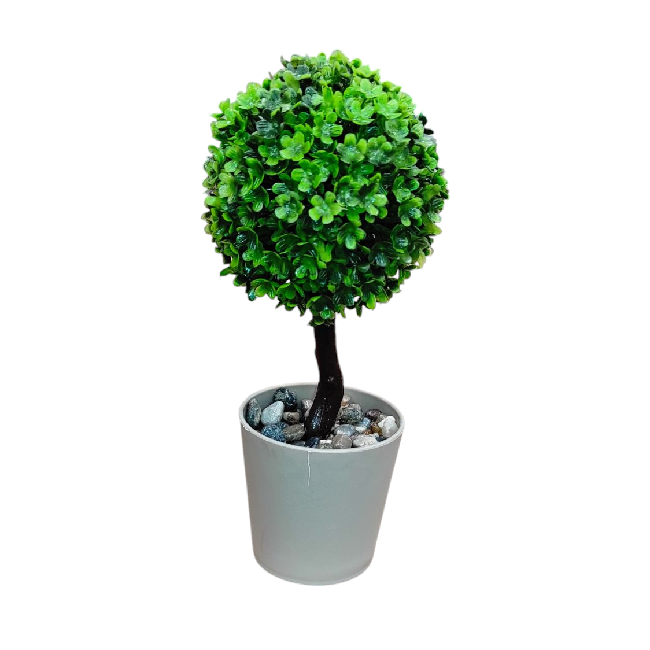 Dekoratív szürke cserép Bonsai műnövénnyel – 18 cm, modern otthoni kiegészítő