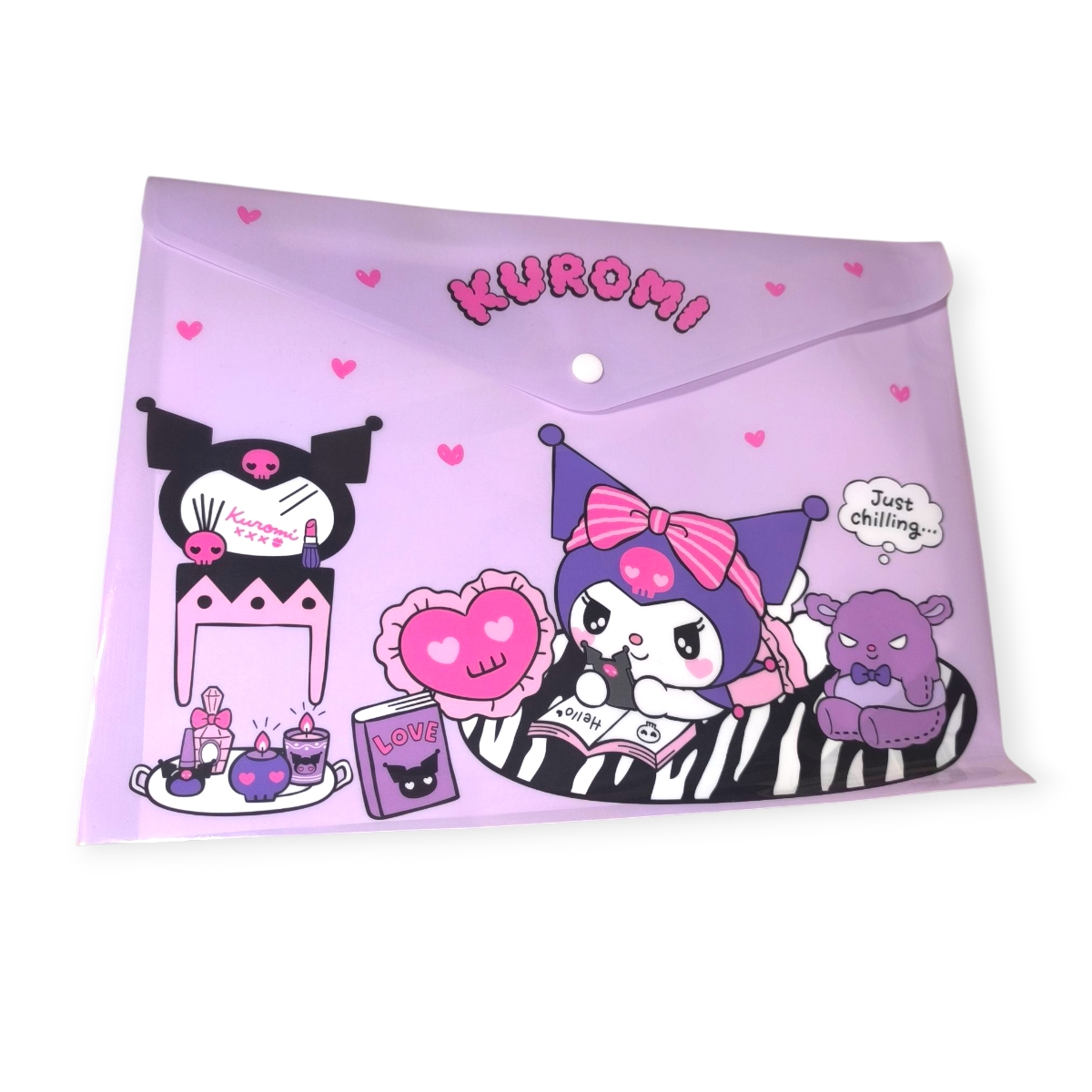 Kuromi mappa csattal 33x24 cm – orgona színű műanyag irattartó