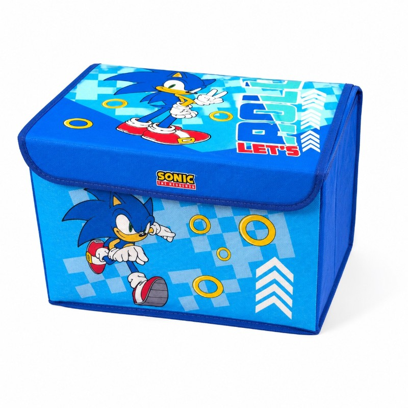 Kék Sonic textil tárolódoboz fedéllel 40x30x25 cm
