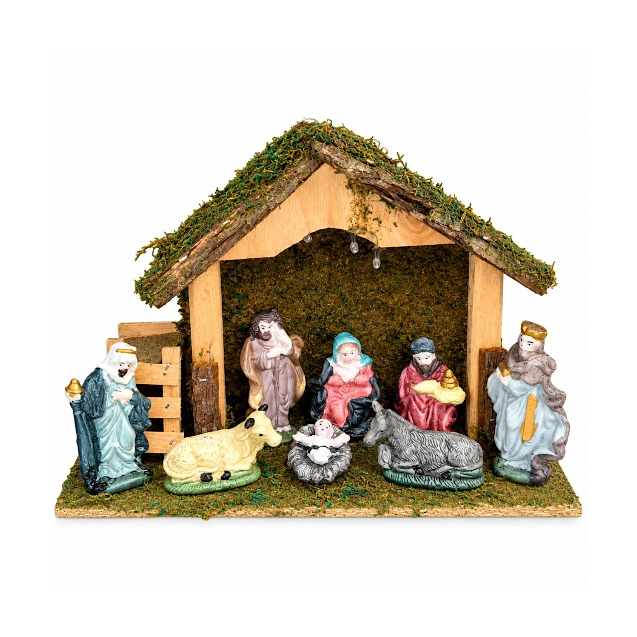 LED-es karácsonyi betlehem 9 db figurával (31x20 cm)