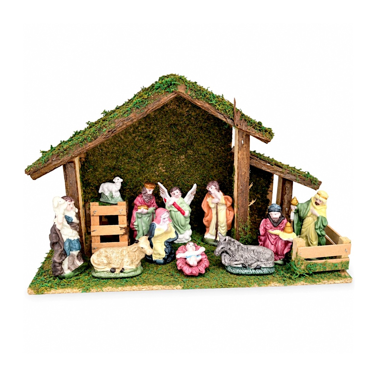 Karácsonyi betlehem 11 db porcelán figurával (39x23 cm)