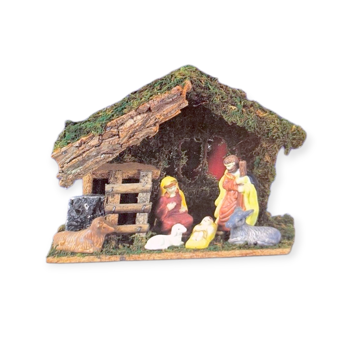 Karácsonyi betlehem 6 porcelán figurával – 21x9x16 cm