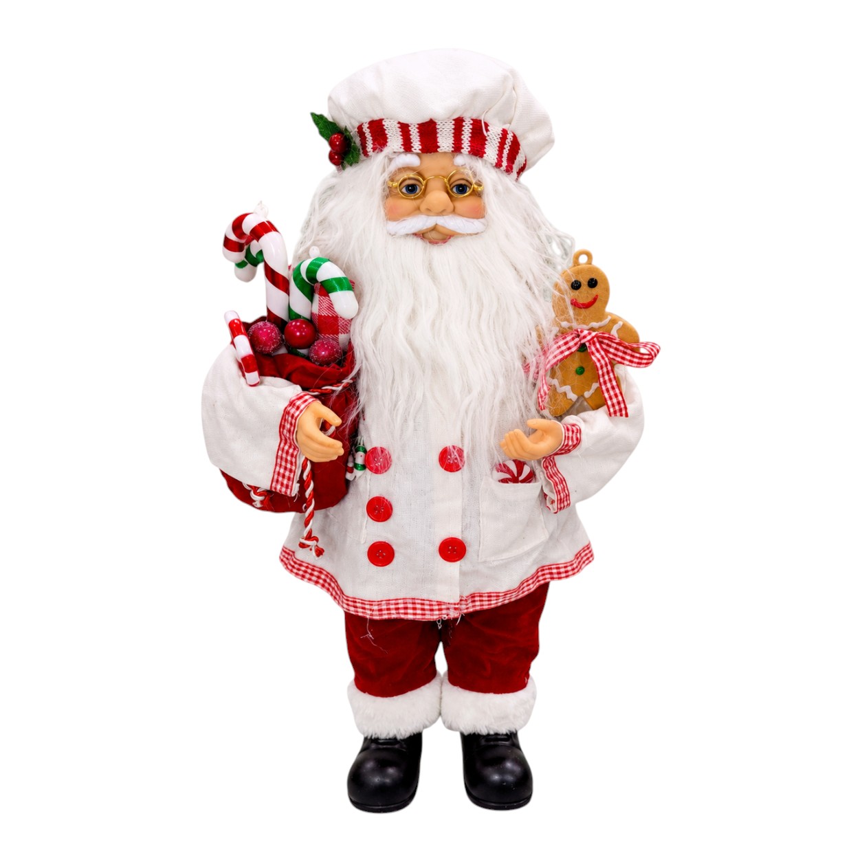 Cukrász Mikulás figura Mézivel és édességekkel, 45 cm