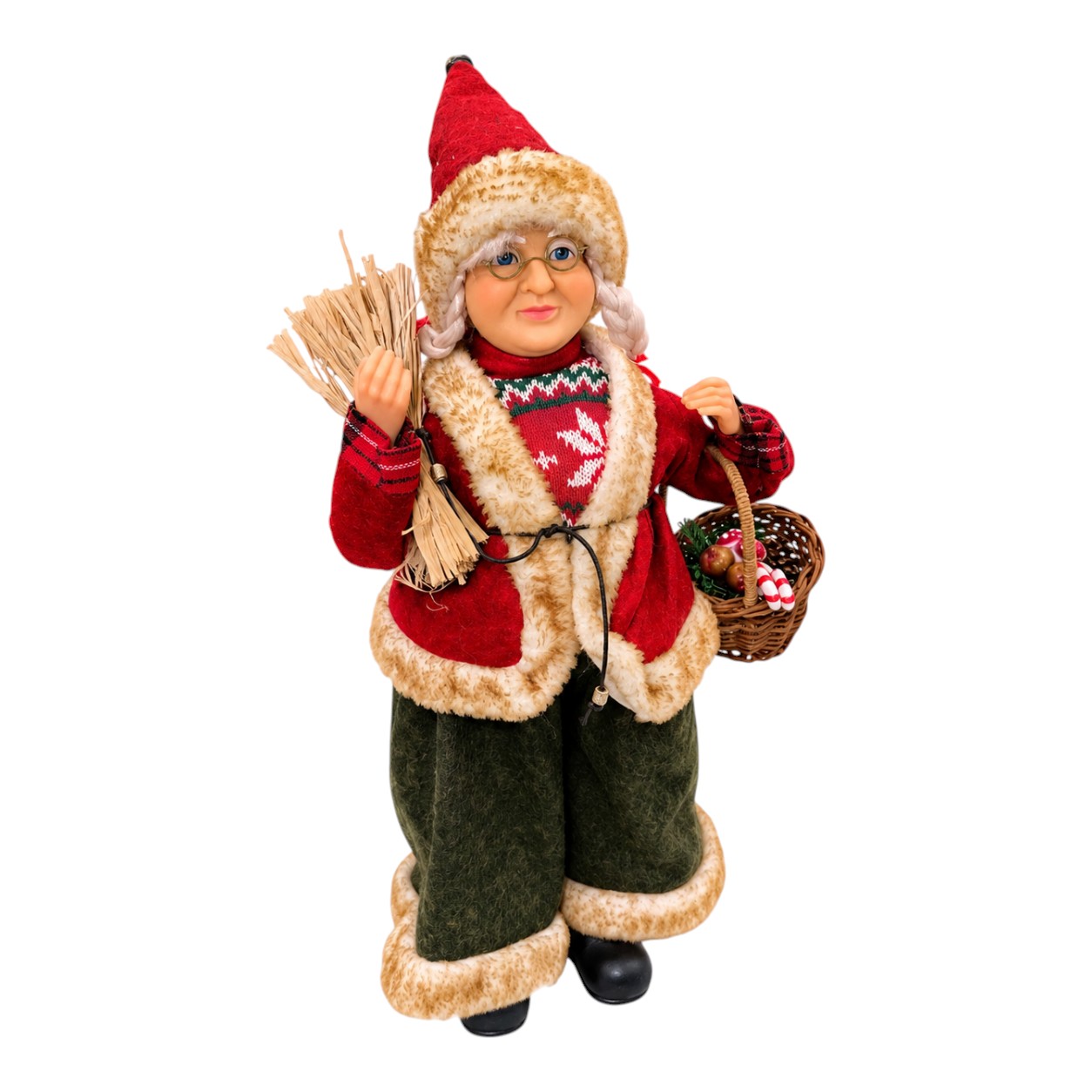 Télanyó karácsonyi figura kosárral, 45 cm