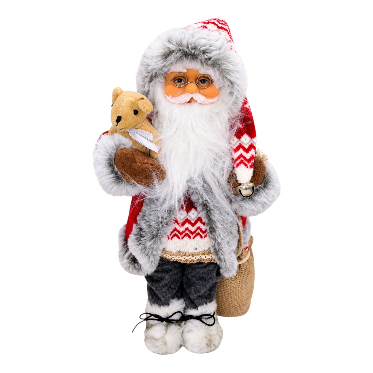Karácsonyi Mikulás figura táskával – 46 cm