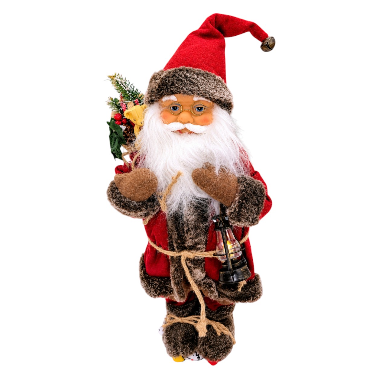 Rőzsés Mikulás figura karácsonyi dekoráció, 46 cm