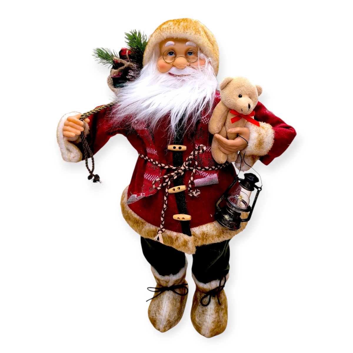 Mikulás dekoratív figura lámpással 60 cm