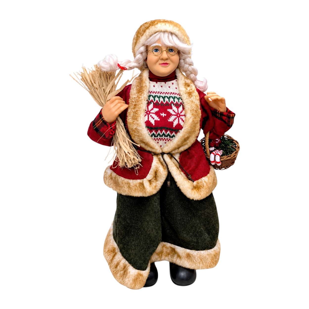 Télanyó karácsonyi figura kosárral, 61 cm