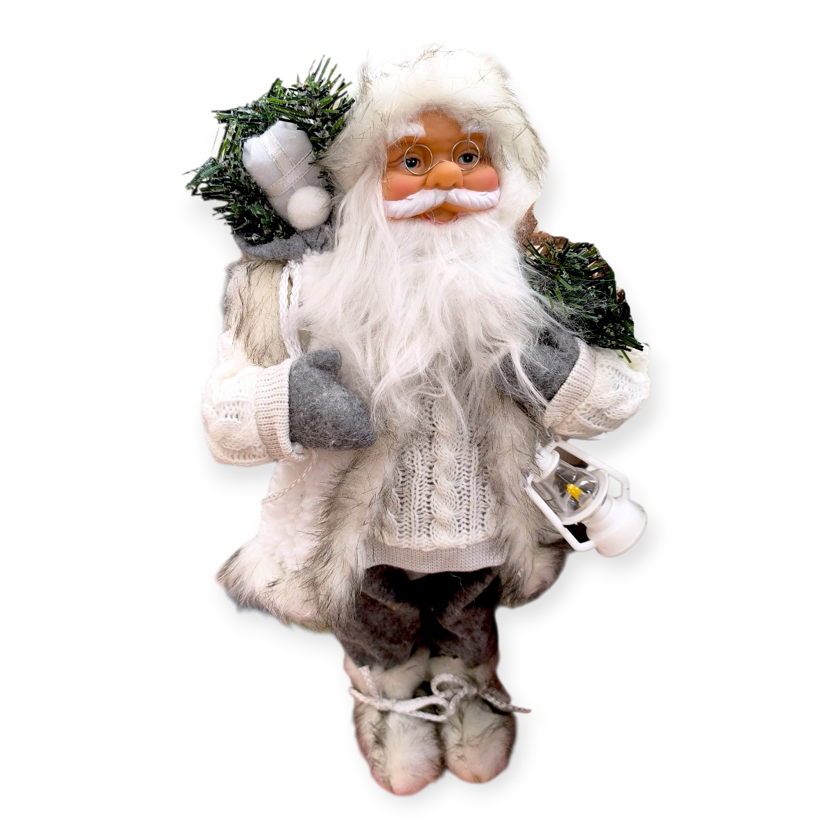 Mikulás felesége dekoratív figura kosárral 61 cm
