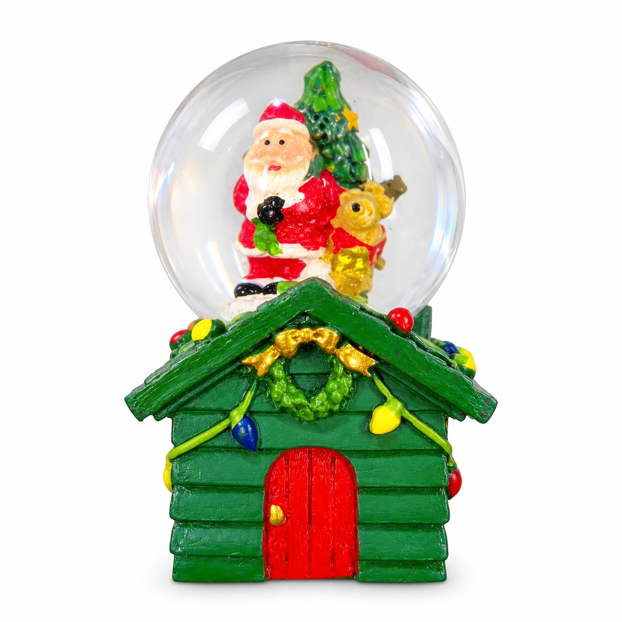 Mikulás és szarvas karácsonyi hógömb (6 cm)
