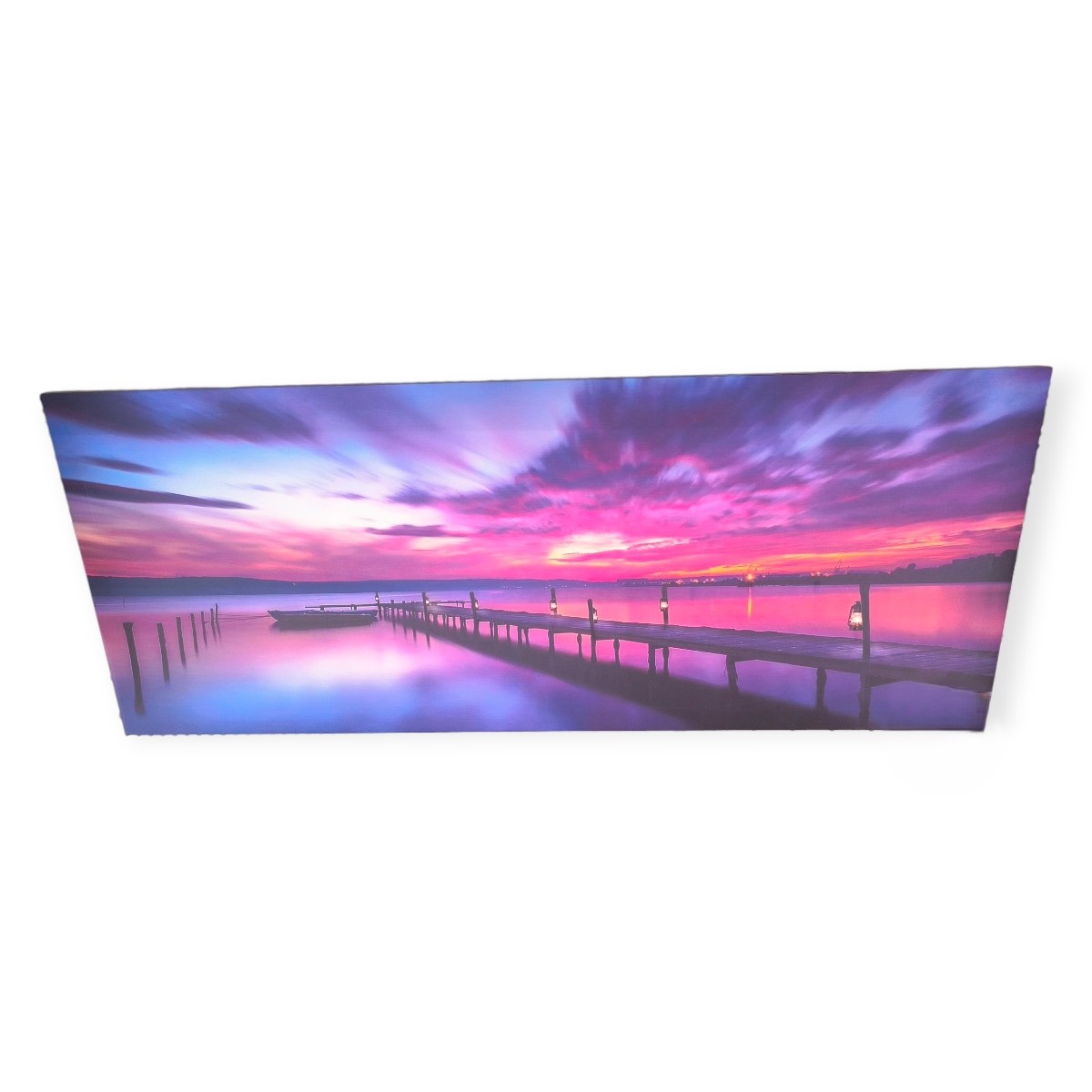 LED naplemente világító fali kép tájjal, 100x40x1,5 cm