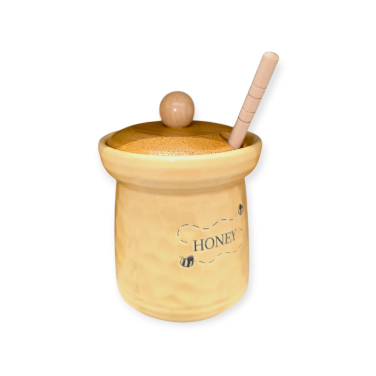 Kerámia mézes edény fa fedéllel és kanállal 465ml