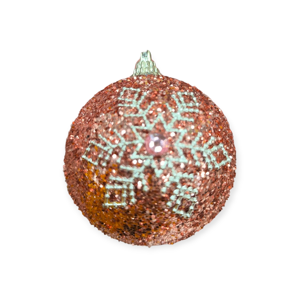 Rózsaszín csillámpehely karácsonyfadísz habgömb Ø8cm