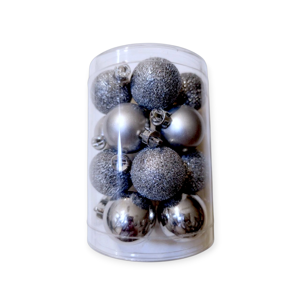 Matt és fényes ezüst karácsonyfadísz gömb szett – 20 db (3 cm)