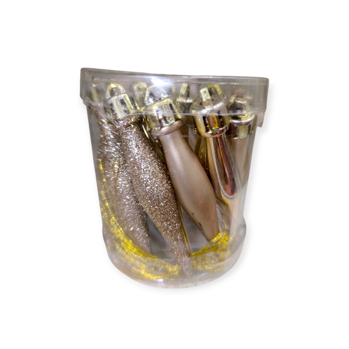 Karácsonyi dísz szett pezsgő bézs csillogó csepp 8cm - 18db