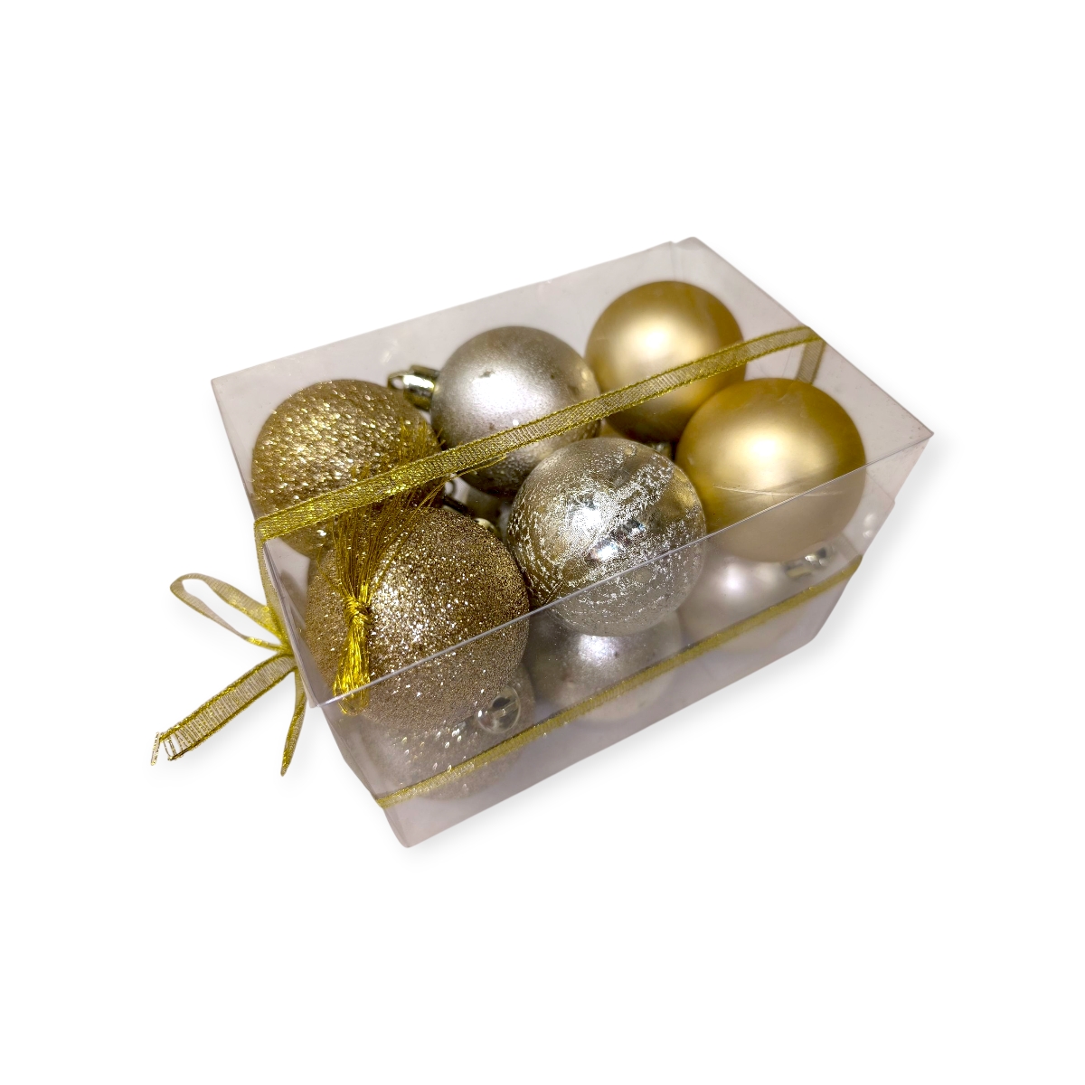 Arany bézs karácsonyfadísz gömb szett 5cm – 12db