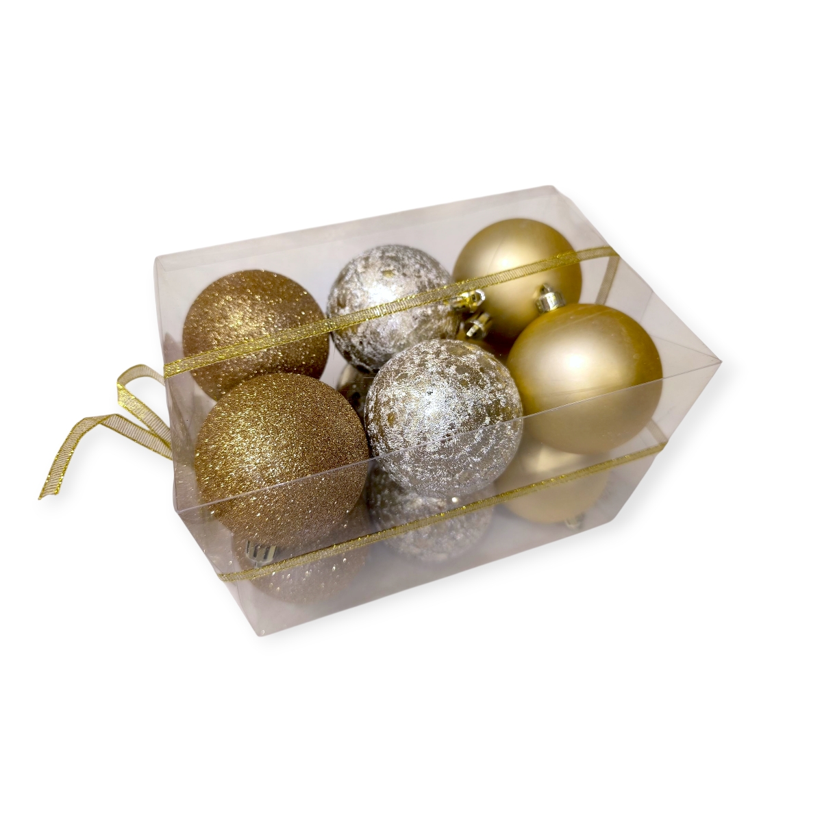 Arany bézs karácsonyfadísz gömb szett 7cm – 12db