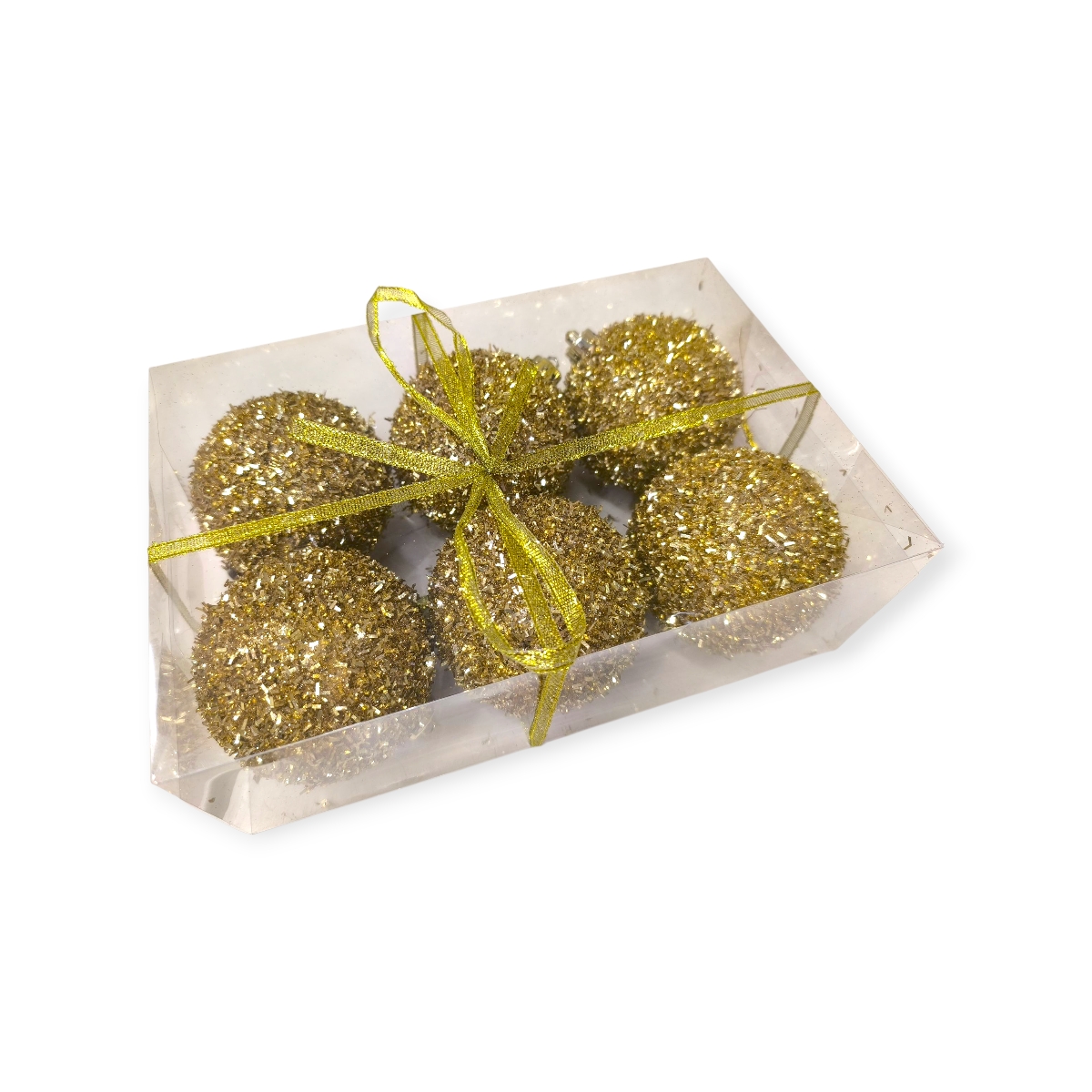 Arany Ragyogás karácsonyfadísz gömb szett 8cm – 6db