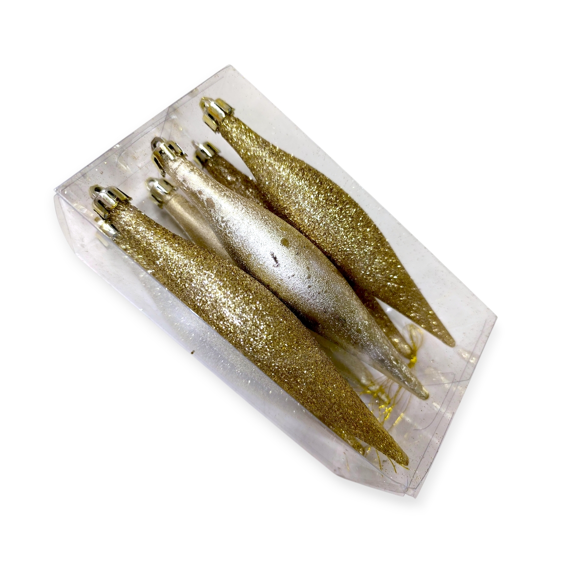 Arany elegancia csepp alakú karácsonyfadísz szett – 6 db, 16 cm