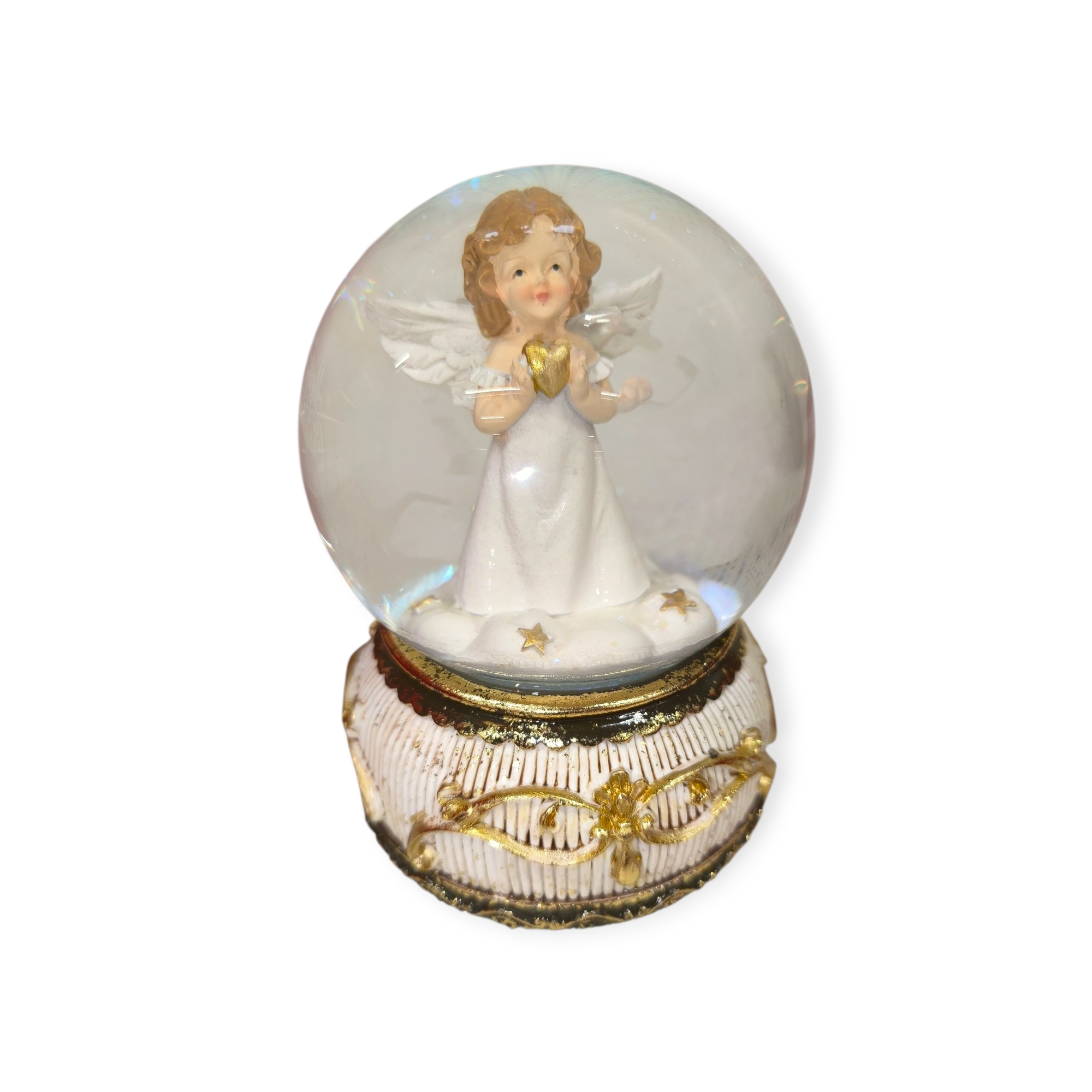 Angyali Hóvarázs zenélő hógömb 14cm