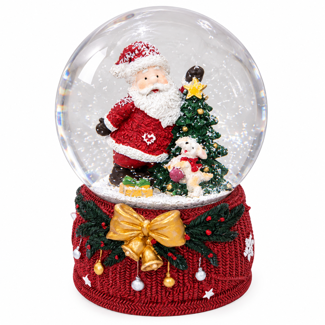 Zenélő Télapó karácsonyi hógömb (15 cm)