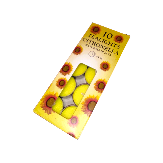 Citronella illatosított teamécsesek – 3,5 x 1,5 cm, 10 db, természetes védelem